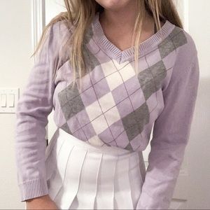 vintage van heusen lilac argyle sweater